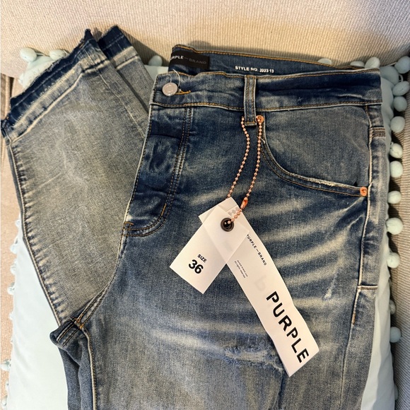 Purple Men's Slim Straight Blue Jeans - Picture 1 of 2